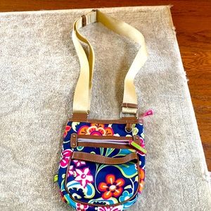 Lily bloom crossbody purse. Navy,fushcia,green turquoise,floral